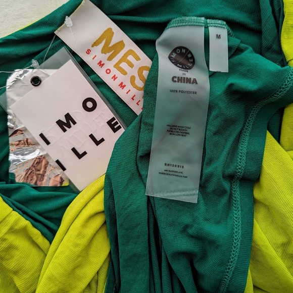 Simon Miller Mini Mesh Cosmo Off The Shoulder Long Sleeve Fitted Kiwi M NWT - Picture 11 of 12